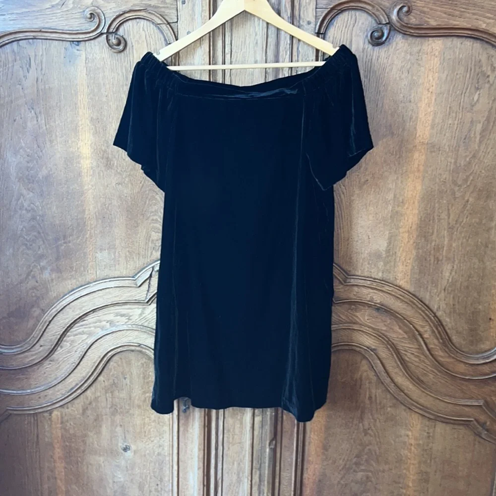 NEW LOFT Velvet black off the shoulder dress